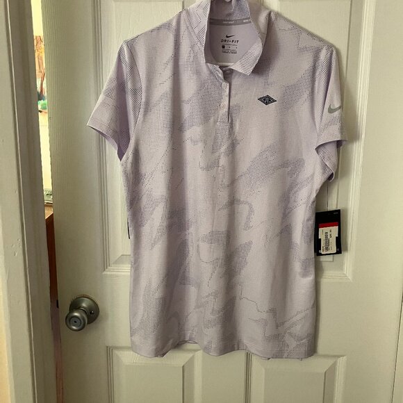 Nike Dresses & Skirts - Women's Nike Golf Polo Dry fit Shirt/Top/Blouse Grey/White clr Short slvs Size L